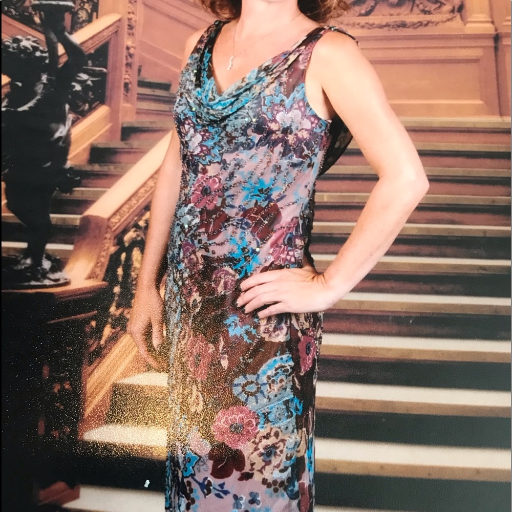 Multi colored silk dress.